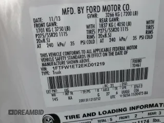2014 Ford F-150 XL with VIN 1FTFW1ET2EKD01219, listed as a Copart auction lot 56361695 with 209,537 mi miles and Clean title. Bid and sale history available at DreamBid. Image 12.