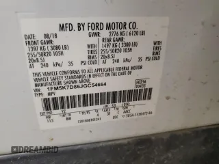 2018 Ford Explorer XLT with VIN 1FM5K7D86JGC54664, listed as a Copart auction lot 50135835 with 111,460 mi miles and Salvage Title. Bid and sale history available at DreamBid. Image 13.