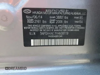 2015 Hyundai Elantra SE with VIN 5NPDH4AE7FH608119, listed as a Copart auction lot 53998385 with 112,499 mi miles and Salvage Title. Bid and sale history available at DreamBid. Image 12.