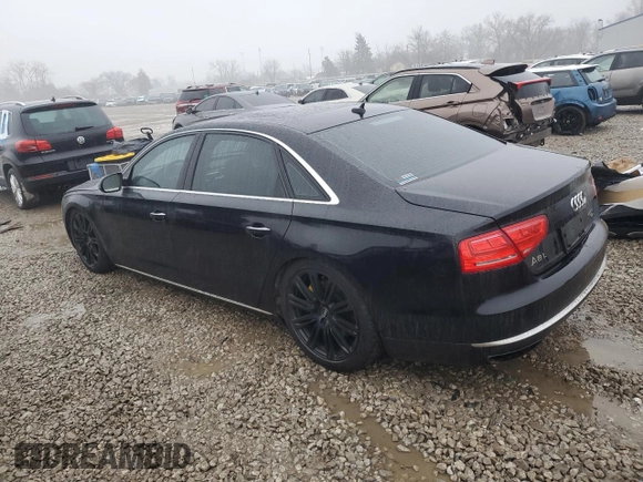 2013 Audi A8 4.0L with VIN WAUR2AFD3DN010884, listed as a Copart auction lot 42517495 with 123,212 mi miles and Salvage title. Bid and sale history available at DreamBid. Image 2.
