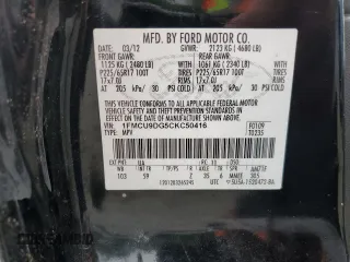 2012 Ford Escape XLT с VIN 1FMCU9DG5CKC50416, выставлен на аукционе Copart как лот 57292905 с пробегом 178 419 миль миль и Чистый • Clean title. История ставок и продаж доступна на DreamBid. Изображение 13.