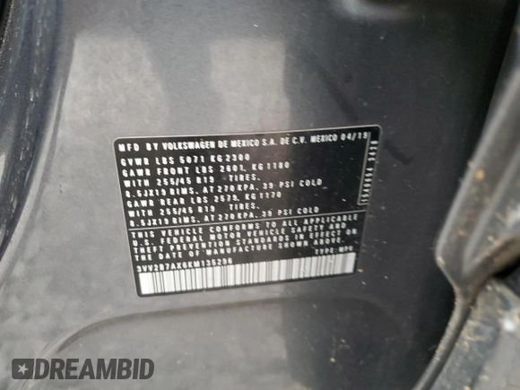 2019 Volkswagen Tiguan SE with VIN 3VV2B7AX6KM135296, listed as a Copart auction lot 53418175 with Not Provided miles and Clean Title. Bid and sale history available at DreamBid. Image 13.