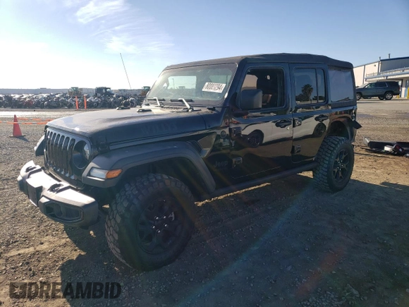 2022 Jeep Wrangler Unlimited Willys with VIN 1C4HJXDN5NW195192, listed as a Copart auction lot 80889294 with 50,847 mi miles and Salvage title. Bid and sale history available at DreamBid. Image 1.