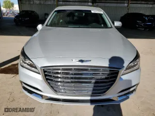 2018 Genesis G80 3.8L with VIN KMHGN4JE4JU215890, listed as a Copart auction lot 50455605 with 57,043 mi miles and Salvage Title. Bid and sale history available at carsss.com. Image 5.