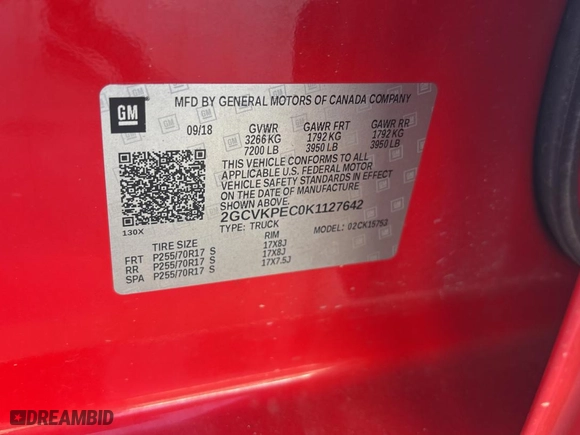 2019 Chevrolet Silverado 1500 LD LT with VIN 2GCVKPEC0K1127642, listed as a Copart auction lot 48485875 with 134,529 mi miles and Clean Title. Bid and sale history available at carsss.com. Image 10.
