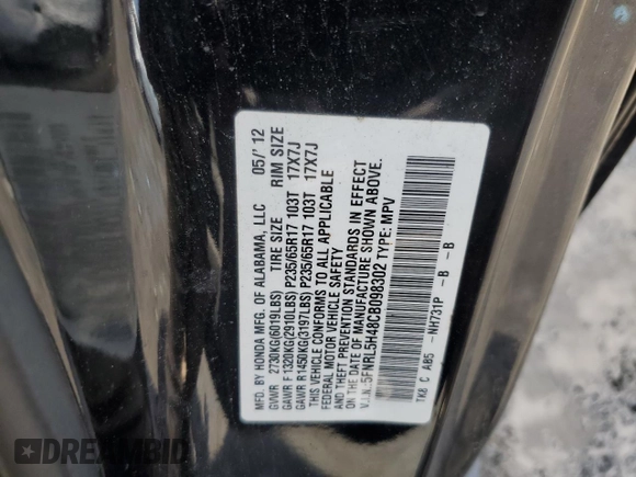 2012 Honda Odyssey EX z VIN 5FNRL5H48CB098302, wystawiony jako Copart lot #59376195 z przebiegiem 266 634 mil mil oraz Czysty tytuł • Clean title. Historia ofert i sprzedaży dostępna na DreamBid. Obrazek 13.