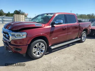 2023 Ram 1500 Longhorn with VIN 1C6SRFKT7PN637447, listed as a Copart auction lot 76123454 with 20,187 mi miles and Salvage title. Bid and sale history available at DreamBid. Image 1.