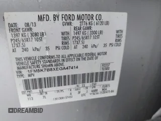 2014 Ford Explorer с VIN 1FM5K7B8XEGA47414, выставлен на аукционе IAAI как лот 42497255 с пробегом 58 867 миль миль и . История ставок и продаж доступна на DreamBid. Изображение 9.
