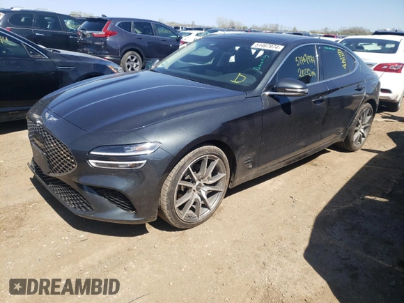 2022 Genesis G70 2.0T with VIN KMTG34TAXNU088980, listed as a Copart auction lot 51467974 with 20,213 mi miles and Salvage Title. Bid and sale history available at carsss.com. Image 1.