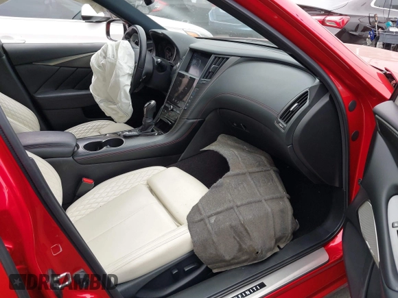 2021 Infiniti Q50 Red Sport 400 with VIN JN1FV7DP7MM850432, listed as a IAAI auction lot 42057935 with 15,936 mi miles and . Bid and sale history available at DreamBid. Image 5.