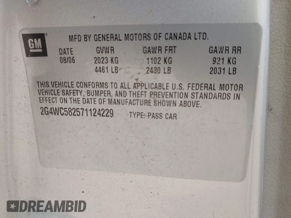2007 Buick LaCrosse CX с VIN 2G4WC582571124229, выставлен на аукционе IAAI как лот 42453128 с пробегом 109 003 миль миль и . История ставок и продаж доступна на DreamBid. Изображение 9.