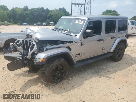 2020 Jeep Wrangler Unlimited Sahara Altitude with VIN 1C4HJXEN7LW134325, listed as a Copart auction lot 53860745 with 64,556 mi miles and Salvage title. Bid and sale history available at DreamBid. Image 1.