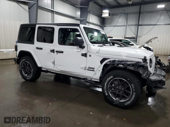 2021 Jeep Wrangler Unlimited Sport Altitude with VIN 1C4HJXDG1MW607186, listed as a Copart auction lot 76136914 with 37,242 mi miles and Salvage Title. Bid and sale history available at carsss.com. Image 4.