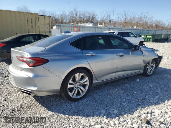 2021 Acura TLX w/Technology Package with VIN 19UUB6F40MA002728, listed as a Copart auction lot 48568745 with 60,825 mi miles and Salvage Title. Bid and sale history available at carsss.com. Image 3.