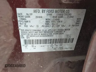 2010 Ford Edge SEL with VIN 2FMDK3JC2ABA06433, listed as a IAAI auction lot 42142094 with 193,665 mi miles. Bid and sale history available at carsss.com. Image 9.