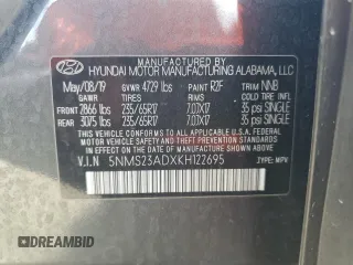 2019 Hyundai Santa Fe SE with VIN 5NMS23ADXKH122695, listed as a Copart auction lot 61941525 with 64,578 mi miles and Non repairable. Bid and sale history available at DreamBid. Image 13.