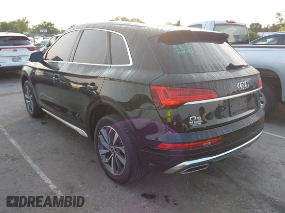 2023 Audi Q5 S line Premium with VIN WA1GAAFY0P2037363, listed as a IAAI auction lot 42372352 with 45,309 mi miles and . Bid and sale history available at DreamBid. Image 3.