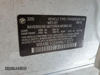 2017 BMW 3 Series 320i with VIN WBA8E1G5XHNU13227, listed as a Copart auction lot 52637135 with 97,458 mi miles and Salvage Title. Bid and sale history available at carsss.com. Image 14.