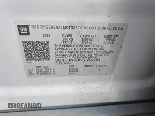 2020 Chevrolet Trax LS with VIN 3GNCJNSB5LL202191, listed as a IAAI auction lot 41885136 with 43,734 mi miles. Bid and sale history available at carsss.com. Image 9.