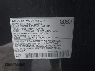2014 Audi Q7 Premium Plus with VIN WA1LMAFE3ED016102, listed as a IAAI auction lot 40954158 with 129,143 mi miles and . Bid and sale history available at DreamBid. Image 9.