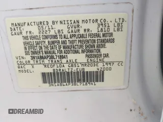 2011 Nissan Sentra SL с VIN 3N1AB6AP3BL718941, выставлен на аукционе IAAI как лот 42483192 с пробегом 153 184 миль миль и . История ставок и продаж доступна на DreamBid. Изображение 9.