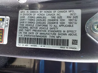 2021 Honda CR-V EX with VIN 2HKRW1H57MH424926, listed as a IAAI auction lot 41152874 with 11,578 mi miles. Bid and sale history available at carsss.com. Image 9.