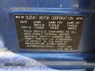 2013 Suzuki SX4 with VIN JS2YB5A41D6100421, listed as a Copart auction lot 51973695 with 108,228 mi miles and Salvage Title. Bid and sale history available at DreamBid. Image 13.