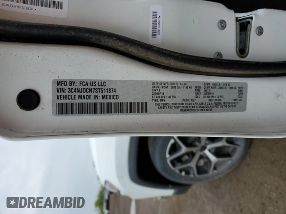 2025 Jeep Compass Limited с VIN 3C4NJDCN7ST511874, выставлен на аукционе Copart как лот 45583635 с пробегом 4 929 миль миль и Списание • Salvage title. История ставок и продаж доступна на DreamBid. Изображение 14.