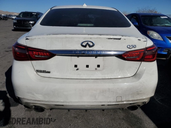 2018 Infiniti Q50 Luxe with VIN JN1EV7AP6JM366313, listed as a Copart auction lot 88701275 with 95,376 mi miles and Salvage Title. Bid and sale history available at DreamBid. Image 6.