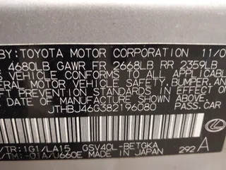 2008 Lexus ES 330 с VIN JTHBJ46G382196080, выставлен на аукционе IAAI как лот 41334095 с пробегом 230 663 миль миль и . История ставок и продаж доступна на DreamBid. Изображение 9.