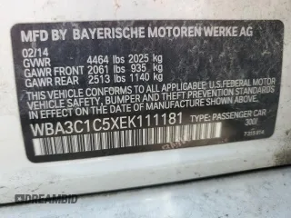 2014 BMW 3 Series 328i with VIN WBA3C1C5XEK111181, listed as a Copart auction lot 54381165 with 98,280 mi miles and Salvage title. Bid and sale history available at DreamBid. Image 13.
