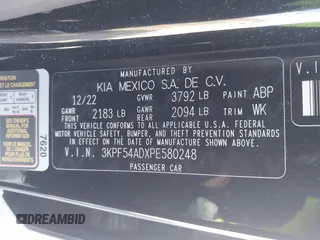 2023 Kia Forte GT-Line z VIN 3KPF54ADXPE580248, wystawiony jako IAAI lot #41601138 z przebiegiem 21 881 mil mil oraz . Historia ofert i sprzedaży dostępna na DreamBid. Obrazek 9.
