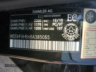 2011 Mercedes-Benz E 350 Luxury with VIN WDDHF8HB6BA385055, listed as a Copart auction lot 59563535 with 301,092 mi miles and Salvage title. Bid and sale history available at DreamBid. Image 12.