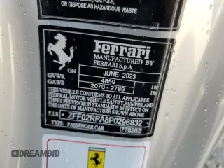 2023 Ferrari Portofino z VIN ZFF02RPA8P0296832, wystawiony jako Copart lot #50396035 z przebiegiem 337 mil mil oraz Szkody całkowita. Historia ofert i sprzedaży dostępna na DreamBid. Obrazek 14.