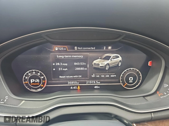2019 Audi Q5 Premium Plus with VIN WA1BNAFY5K2083360, listed as a Copart auction lot 52040605 with 36,850 mi miles and Salvage Title. Bid and sale history available at carsss.com. Image 8.