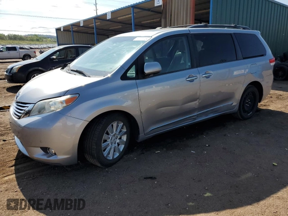 2012 Toyota Sienna XLE with VIN 5TDDK3DC5CS044711, listed as a Copart auction lot 58189195 with 112,172 mi miles and Salvage title. Bid and sale history available at DreamBid. Image 1.