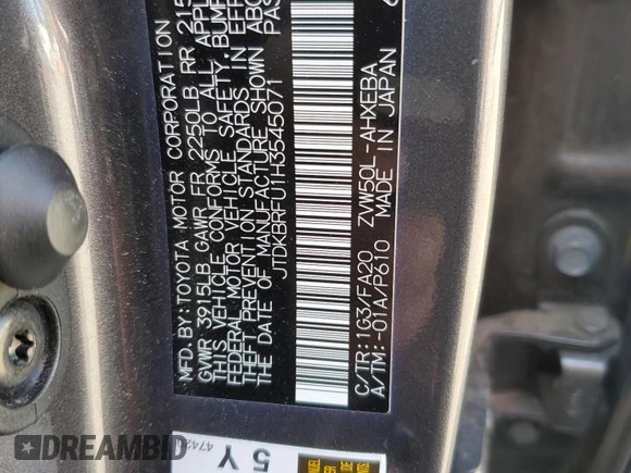 2017 Toyota Prius Two with VIN JTDKBRFU1H3545071, listed as a Copart auction lot 54414095 with 67,373 mi miles and Salvage Title. Bid and sale history available at DreamBid. Image 14.