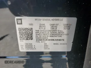 2021 Chevrolet Traverse RS with VIN 1GNERJKWXMJ194076, listed as a Copart auction lot 57808675 with 128,561 mi miles and Salvage title. Bid and sale history available at DreamBid. Image 13.