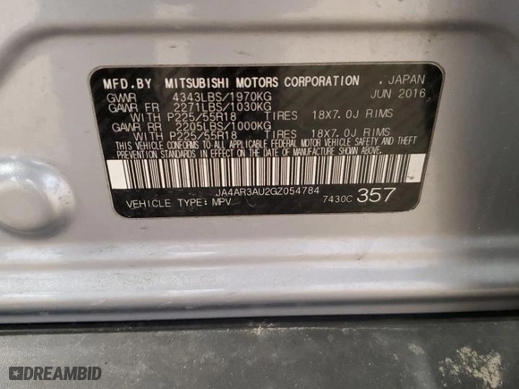 2016 Mitsubishi Outlander Sport 2.0 ES with VIN JA4AR3AU2GZ054784, listed as a Copart auction lot 48217375 with 138,253 mi miles and Salvage Title. Bid and sale history available at carsss.com. Image 14.