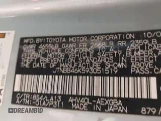 2009 Toyota Camry z VIN JTNBB46K593051519, wystawiony jako IAAI lot #41681706 z przebiegiem 158 490 mil mil oraz . Historia ofert i sprzedaży dostępna na DreamBid. Obrazek 9.