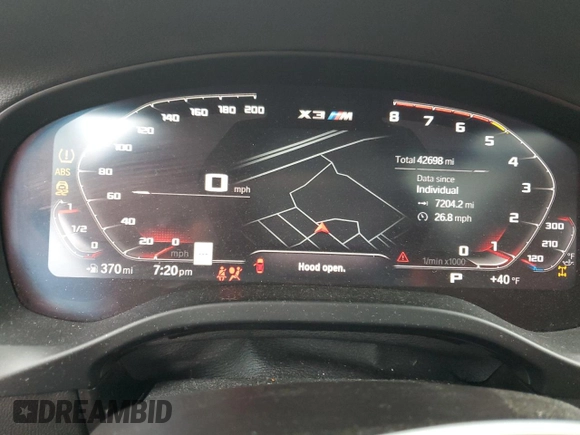2021 BMW X3 M z VIN 5YMTS0C07M9F36829, wystawiony jako Copart lot #48347655 z przebiegiem 42 698 mil mil oraz Szkoda całkowita • Salvage title. Historia ofert i sprzedaży dostępna na DreamBid. Obrazek 9.