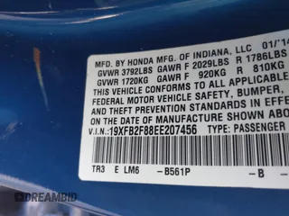 2014 Honda Civic Sedan EX with VIN 19XFB2F88EE207456, listed as a IAAI auction lot 41755472 with 120,337 mi miles. Bid and sale history available at carsss.com. Image 9.