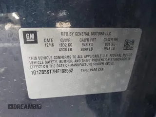 2017 Chevrolet Malibu LS with VIN 1G1ZB5ST7HF198552, listed as a IAAI auction lot 41915737 with 144,331 mi miles and . Bid and sale history available at DreamBid. Image 9.