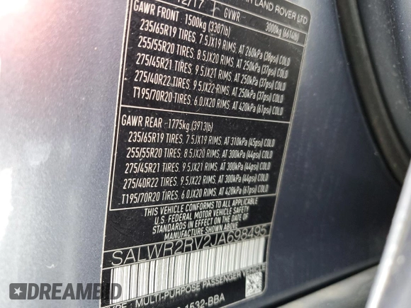 2018 Land Rover Range Rover Sport HSE with VIN SALWR2RV2JA698495, listed as a Copart auction lot 64785085 with 153,492 mi miles and Clean title. Bid and sale history available at DreamBid. Image 13.