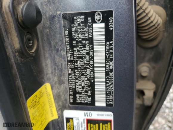 2011 Toyota Camry LE with VIN 4T1BK3EK1BU130911, listed as a Copart auction lot 51089085 with 179,687 mi miles and Salvage Title. Bid and sale history available at carsss.com. Image 14.