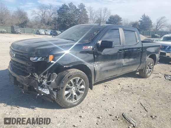 2023 Chevrolet Silverado 1500 RST with VIN 1GCUDEE87PZ198647, listed as a Copart auction lot 42181405 with 55,906 mi miles and Salvage Title. Bid and sale history available at DreamBid. Image 1.