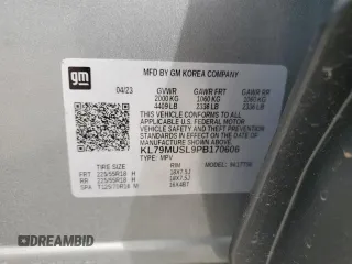 2023 Chevrolet TrailBlazer RS with VIN KL79MUSL9PB170606, listed as a Copart auction lot 56814854 with 16,452 mi miles and Salvage Title. Bid and sale history available at DreamBid. Image 12.
