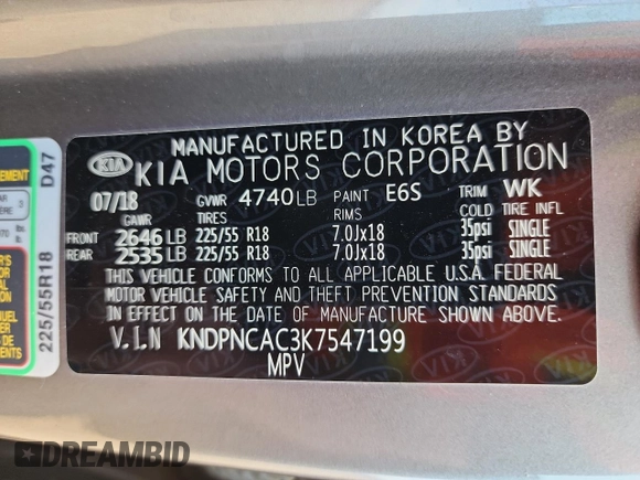 2019 Kia Sportage EX z VIN KNDPNCAC3K7547199, wystawiony jako Copart lot #53388485 z przebiegiem 74 727 mil mil oraz Szkoda całkowita • Salvage title. Historia ofert i sprzedaży dostępna na DreamBid. Obrazek 13.