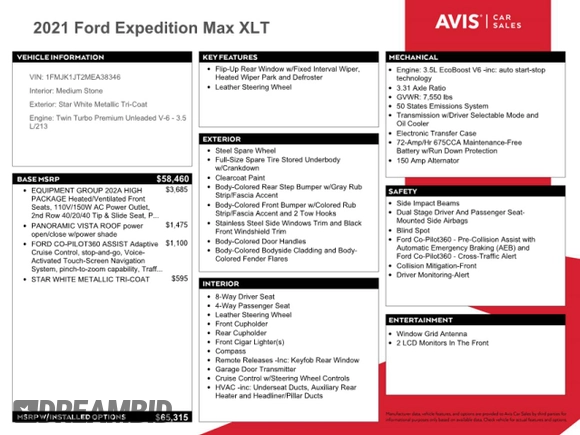2021 Ford Expedition Max XLT with VIN 1FMJK1JT2MEA38346, listed as a Copart auction lot 47743885 with 57,935 mi miles and Clean Title. Bid and sale history available at DreamBid. Image 13.
