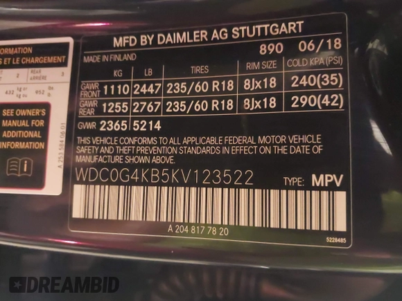 2019 Mercedes-Benz GLC 300 z VIN WDC0G4KB5KV123522, wystawiony jako IAAI lot #40485029 z przebiegiem 48 685 mil mil oraz . Historia ofert i sprzedaży dostępna na DreamBid. Obrazek 9.